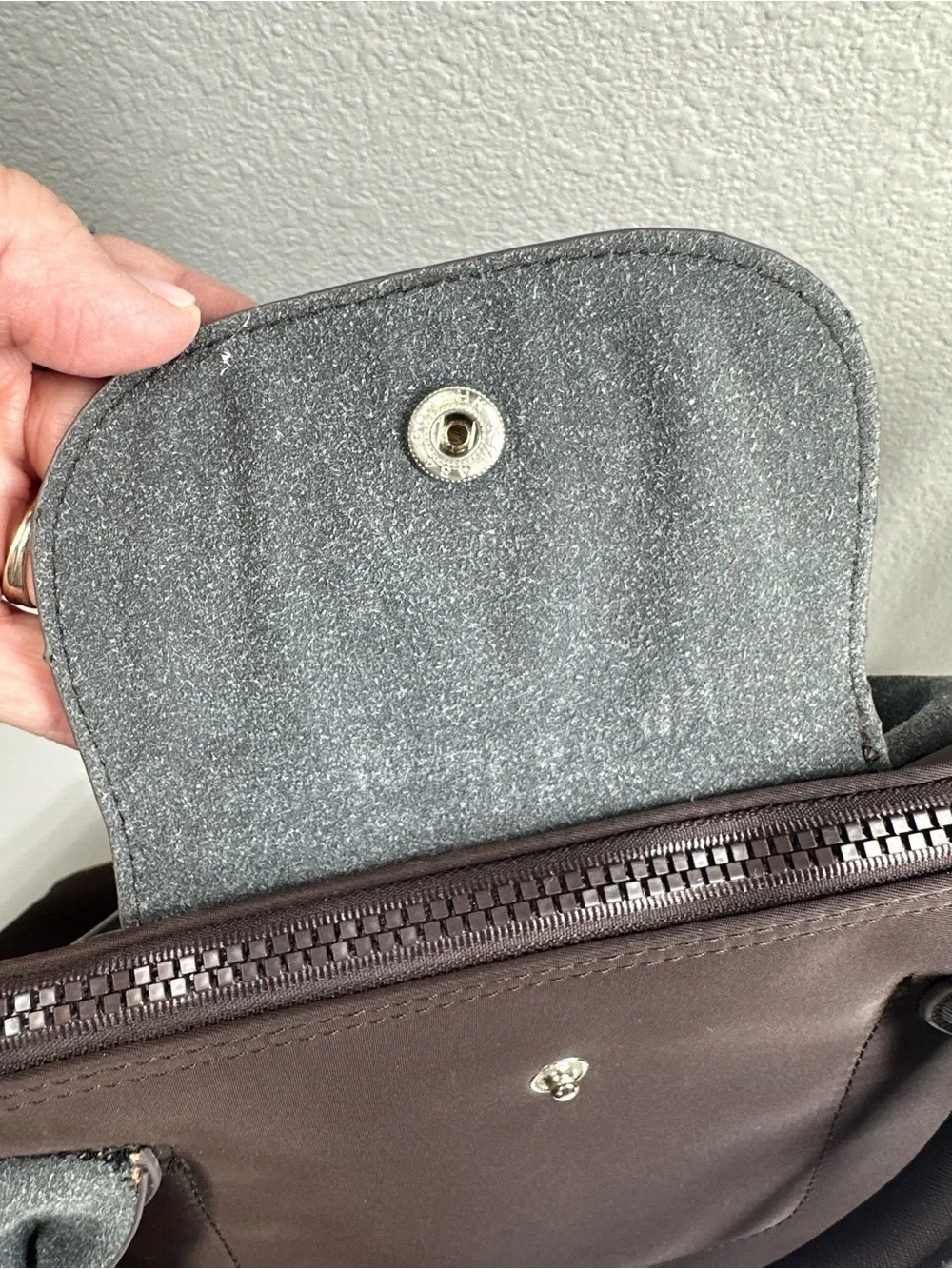 LONGCHAMP Le Pliage Original Dark Brown Tote Silver Hardware